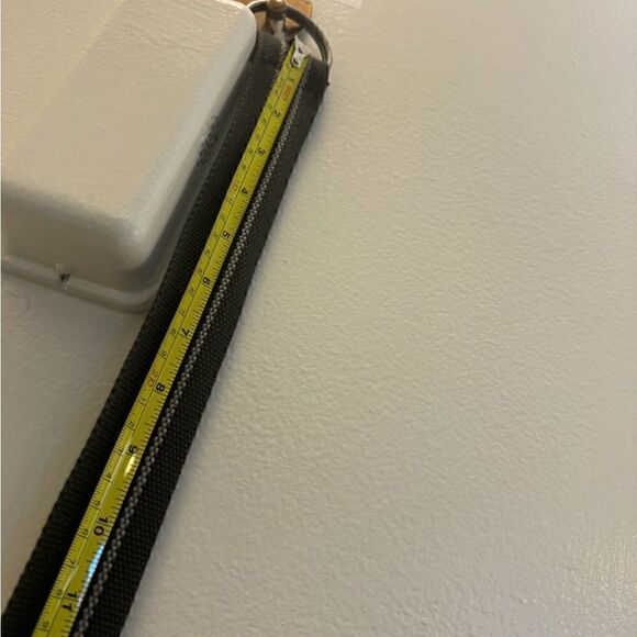 Army Green & Cream Canvas Striped Woven Double D Ring Belt - Picture 6 of 8